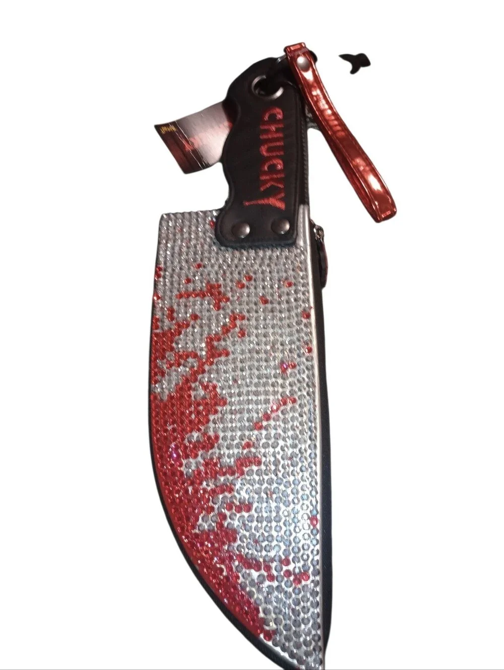 Spirit Chucky Red & Silver Rhinestone Knife Case Wristlet , NWT